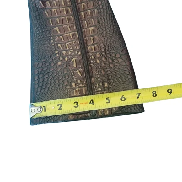 Gianni Bini Brown Croc-Embossed Heeled Boots - Picture 10 of 11